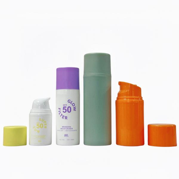 Pink Round Twist Up Airless Cosmetic Pump Bottles 50ml 100ml