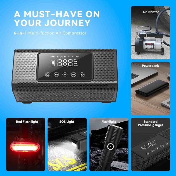 Double Cylinders Heavy Duty Truck Tyre Inflator Intelligent Wireless Car Inflation Pump