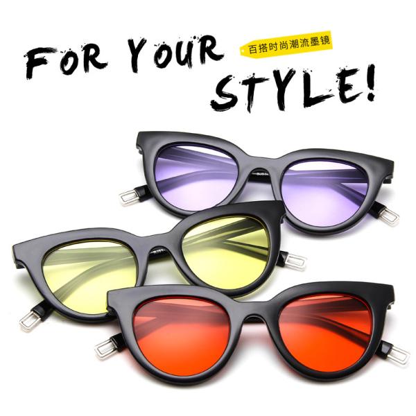 UV400 Round Women Retro Ladies Oval Sunglasses Acrylic Lens