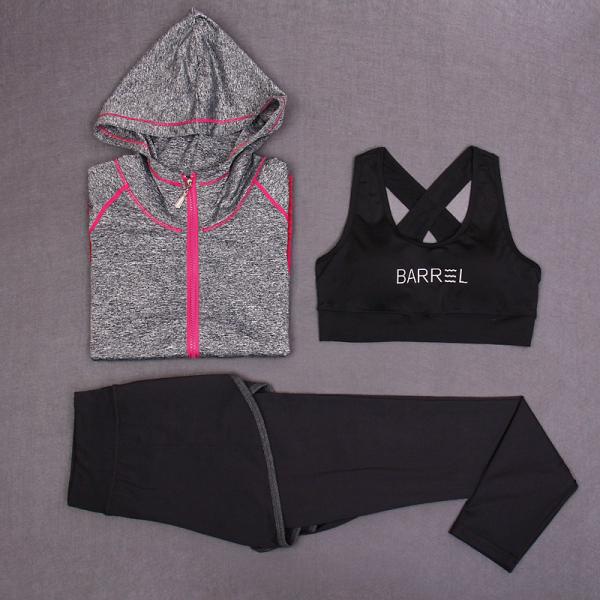 CPG Global High Quality  Breathable 3 Pieces Sets Long Sleeves Gym Running Racerback Sports Bra with Yoga Pants T1019