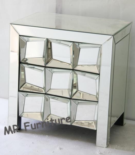 Wooden Glass Mirrored Bedroom Chest Durable Material Long Life Span