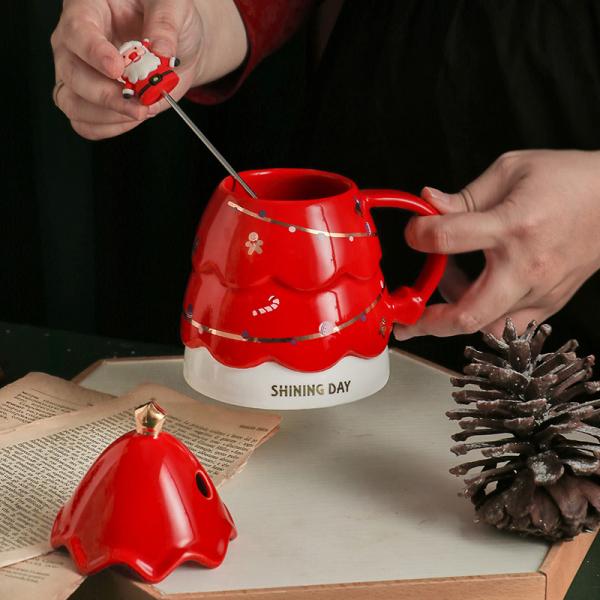 Do café cerâmico criativo da caneca do copo da sublimação da água da árvore de Natal copo valioso da sublimação dos pares