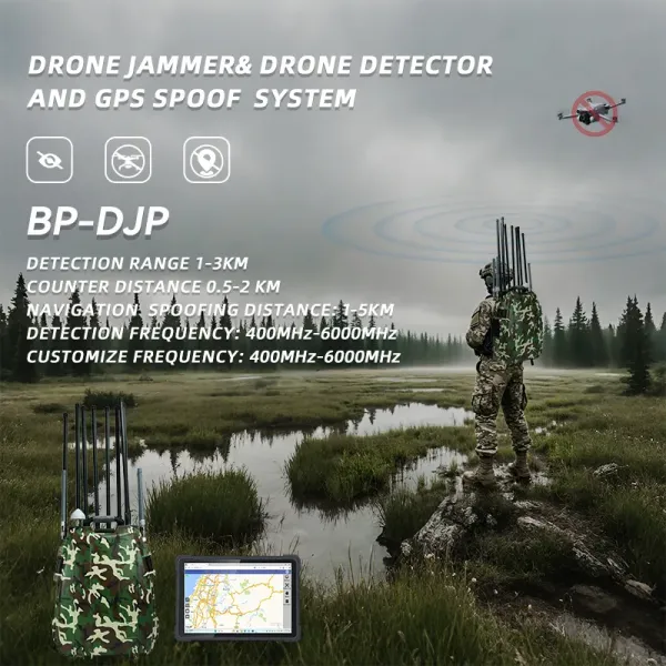 Portable 3 in 1 Drone Jammer and UAV Detector with 1-3km Detection and 400W Output Power