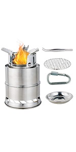 Mini Portable Wood Burning Stove, Camping Stove Foldable Stainless Steel Backpacking Cookware Rocket Stove