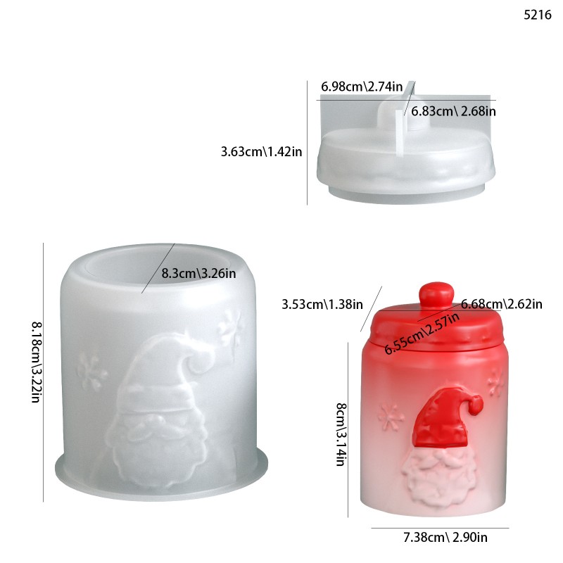 DIY Aromatherapy Gypsum Cement Christmas Tree Santa Claus Pattern Storage Can Candle Cup Silicone Mold
