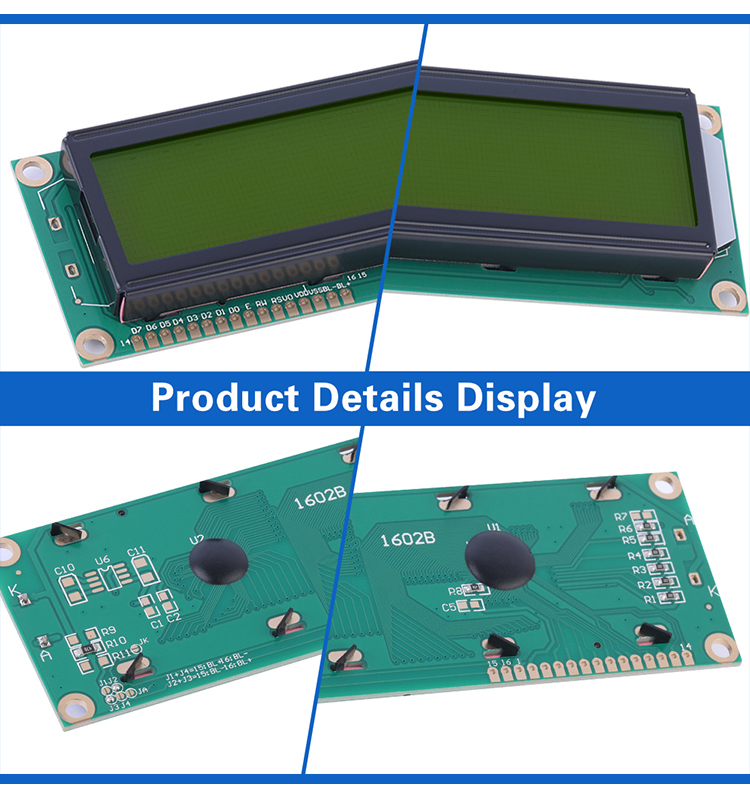 Yellow Green Film 1602B 16X2 Dot Matrix Character 3.6 Inches Controller ST7066U Large Character LCD Screen