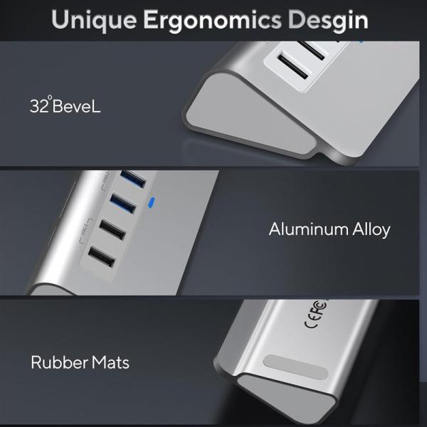 Aluminum 9 Port USB Hub Docking Station USB C 3.2 Gen 1 5Gbps