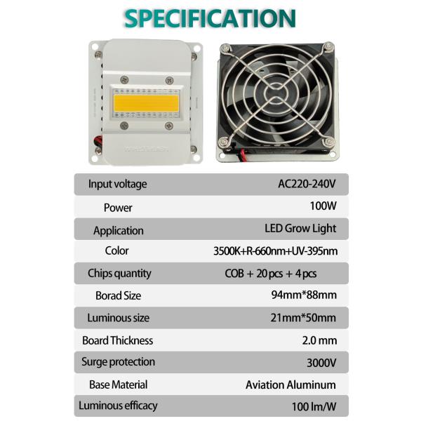 Light Bar Module COB Plant Light with Built-in Fan Cooling System for Home Gardeners and Greenhouse Growers
