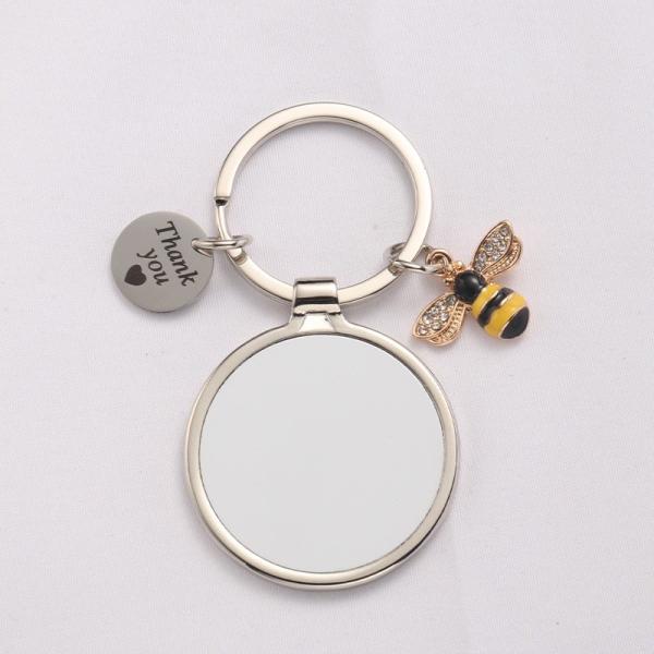 Promotional Birthday Gift Keychain Round Metal Pendant Keychain Unique Sublimation Blank Photo Keychain