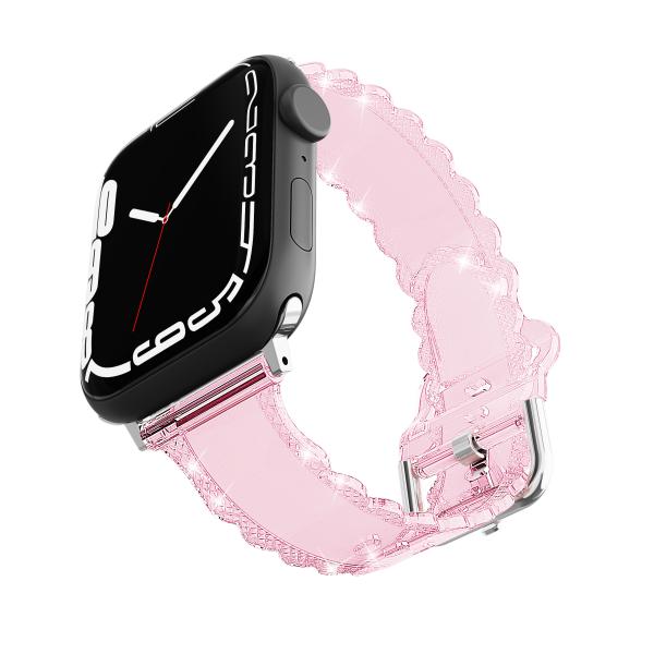 Estilo de lujo popular para el reloj Apple 45mm Clear Glitter Lace Diamond Replacement Band