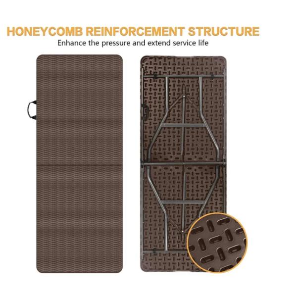 180*76*74cm Rattan Folding Table for Outdoor Furniture Rectangle Banquet Design