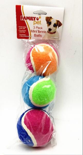 Dog Toy Mini Tennis balls pack Small Dogs by Family Pet 3 piece set New