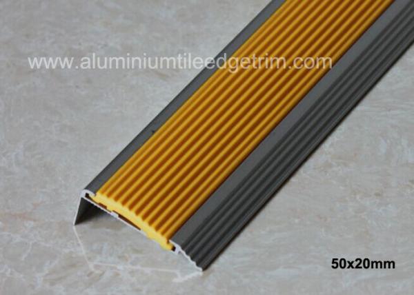 Non Slip Aluminum Stair Nosing , Metal Stair Nose Trim With Insert PVC Rubber