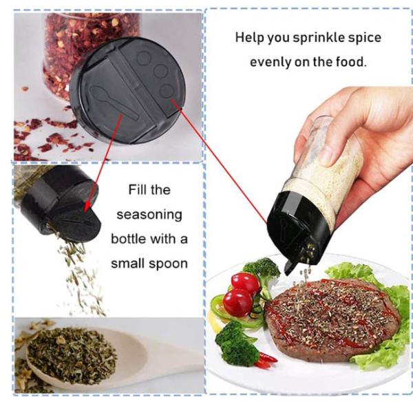 Оптовая специя 3,5 Oz пластиковая раздражает пластиковые приправляя бутылки с черными крышками винта