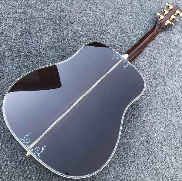 Real Abalone inlays Sunburst Solid spruce top 41 inch D style Acoustic Guitar with ebony fingerboard