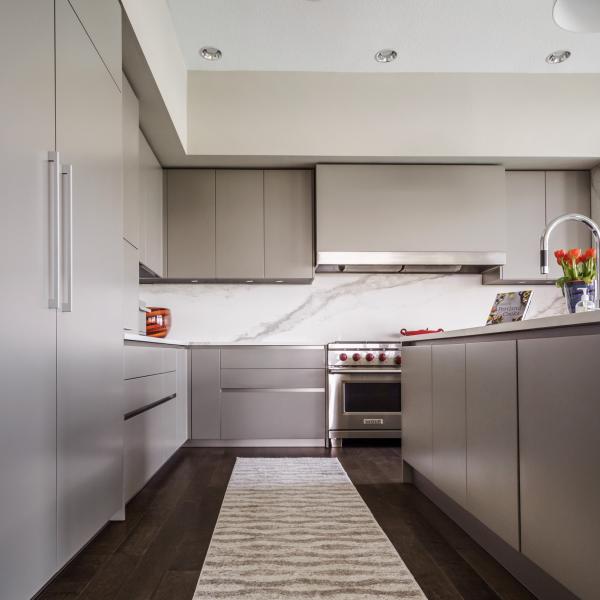 Flat Panel Lacquer Kitchen Cabinets Plywood Modern Light Grey