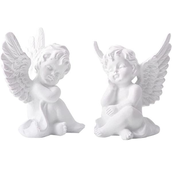 Finished Goods Garden Miniature Gold 2pcs Cherub Resin Statue Angel Figure Decorative