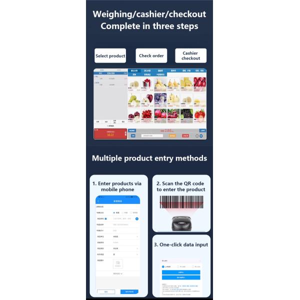 Supermarket POS System 15.6inch Dual Touch Screen with Built-in Scale Printer Wireless Protocol NFC Interface VGA