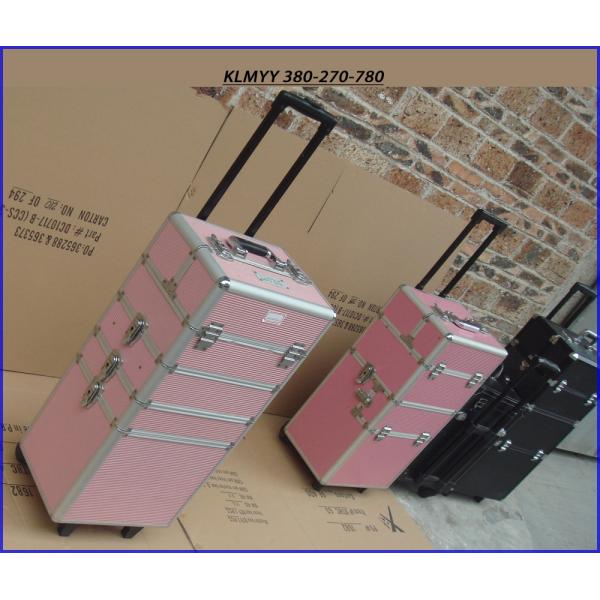 Aluminum Rolling Travel Makeup Cosmetic Case With Trolley