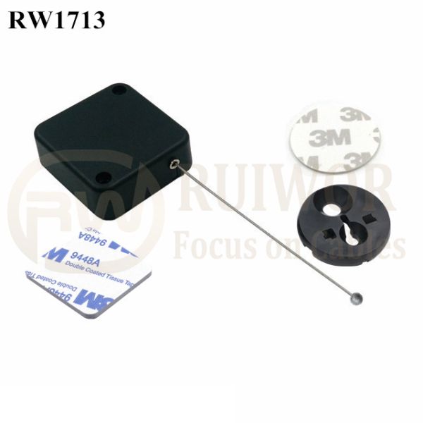 RW1713 Square Security Tether Plus Dia 30MMx5.5MM Circular Adhesive ABS Block