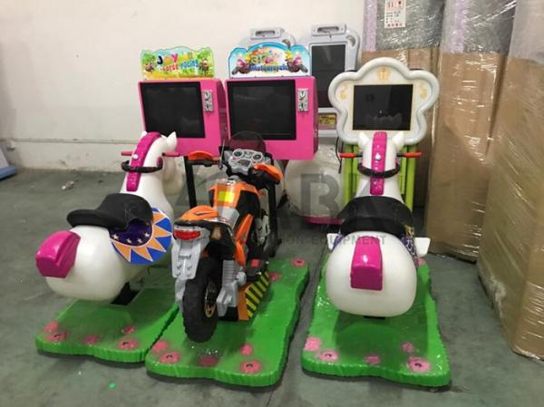 Indoor Touch Screen Kiddy Ride Machine , Crazy Horse Car Racing Swing Video Game Machine