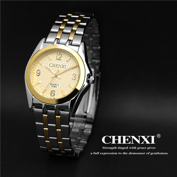 T028A10H Gold Stainelss Steel Band Wristwatches Man Luxury Couple's Quartz Watches Unisex
