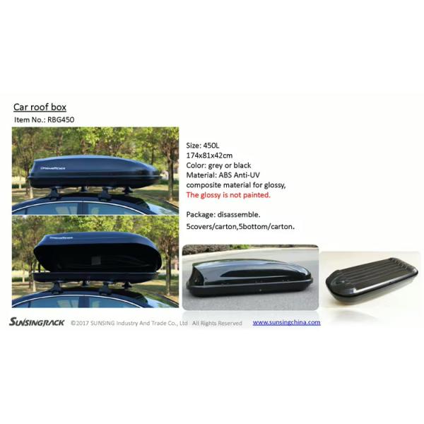 SUNSING High Quality ABS+PC+ASA Car Roof Box New Usage Car Roof Top with Roof Rail and Car Rack Roof Mount Placement