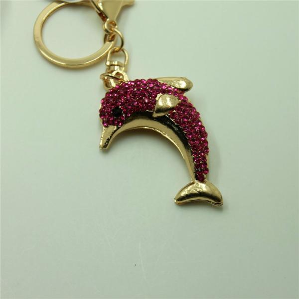 Novelty  Dolphin Shape Crystal Lovely Metal Key Chains Women Bag Accessories