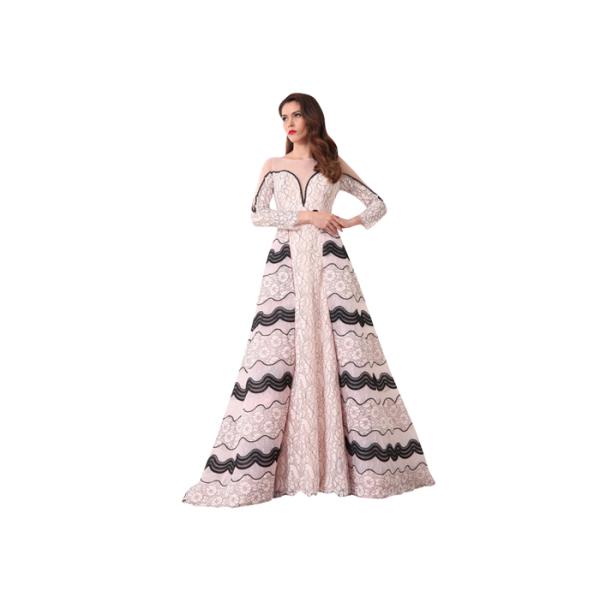 Customize Sweep Train Vintage Style Evening Gowns U - Neck With Patterns