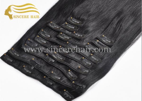 24 Inch Remy Hair Extensions Clips-In for sale - 60 CM 150 Gram 12 Pieces STW Jet Black Clip In Hair Extensions for Sale