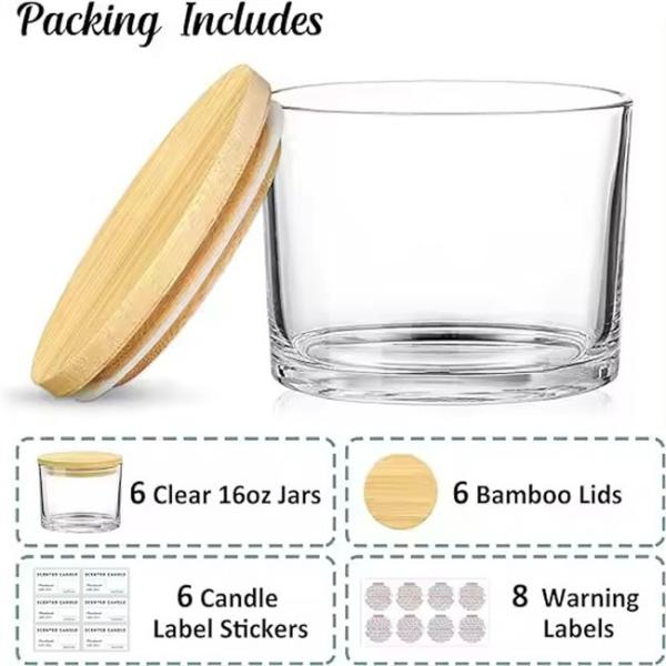 Custom Private Label Candle Jars Clear Empty Glass Jar With Lid For Candle Making