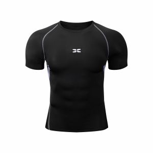 Men’s Short Sleeve Compression Sports T-Shirt with Contrast Stitching for OEM