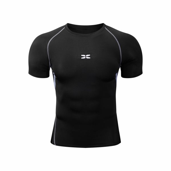 Men's Contrast Stitch Raglan Sleeve Compression Workout T Shirt for Activewear