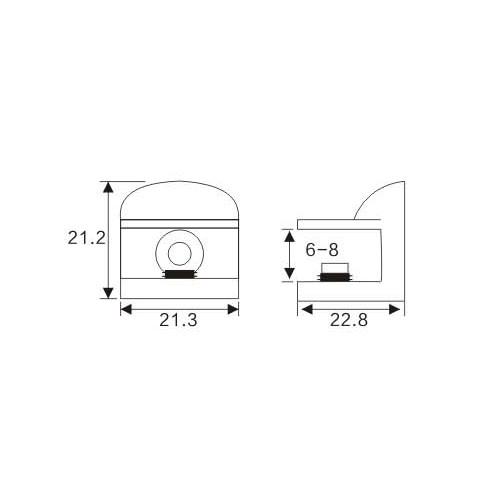 Fixed Glass Holder YS-039S, Zinc Alloy,  for glass 6-8mm, finishing chrome or Satin