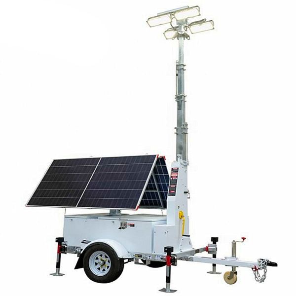 Portable Surveillance Tower Wireless Connectivity 360 Degree Illumination System Solar Powered  Light Tower