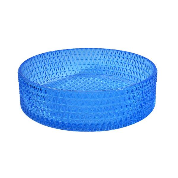 Round 120mm Bathroom Wash Basin Glass Type Blue Colour Crystal Diamond