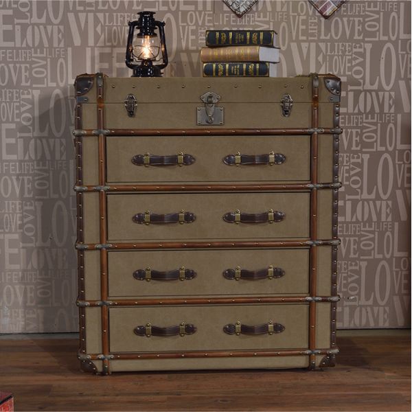 Nidea #8601 American Country Retro Sideboard Genuine Leather Red Wine  Bar Cabinet for Restaurant Hotel Club Living Room