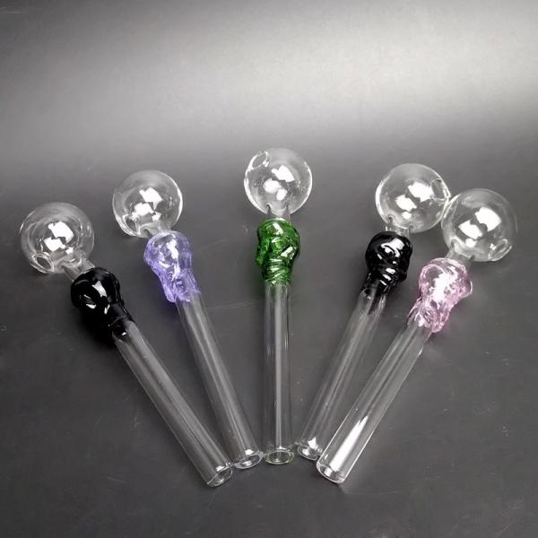 Clear Blue Pink Skull Borosilicate Glass Hand Smoking Pipes OEM/ODM Accepted