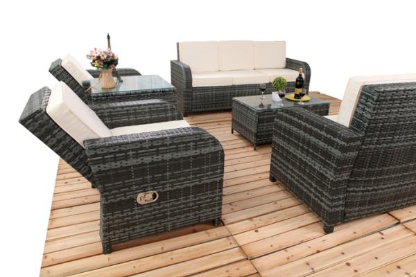 6 PCS Chair Back Adjustable Rattan Sofa Set With Powder Coated Steel Frame