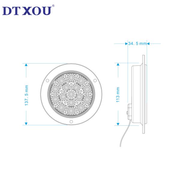 4 Inch Round Led Trailer Tail Lights 16 Led Tail Lights Waterproof Brake Stop Turn Marker Lights Sealed Flush Mount