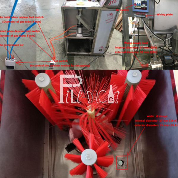 Оборудование шайбы Decapper ручным управлением 8 щеток 5 галлонов