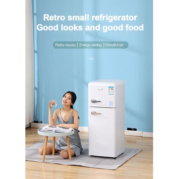 75L 90L 118L Retro White Mini Fridges With Freezer 2.6 Cu Ft
