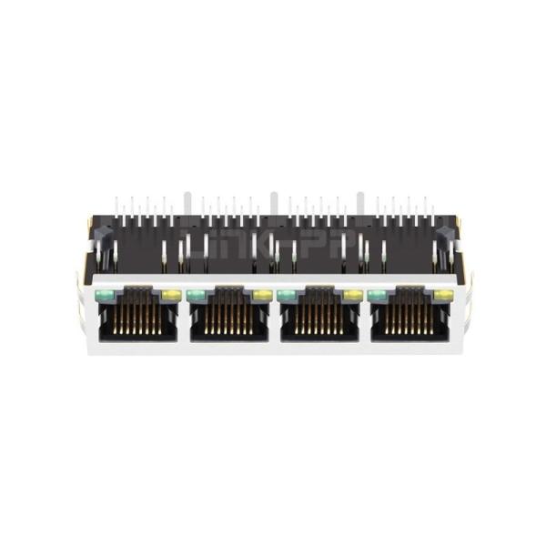 WE 7499031120A Compatible LINK-PP LPJ46401ADNL 10/100 Base-T 1x4 Port Ethernet RJ45 Mag Jack Tab Down Yellow/Green LED
