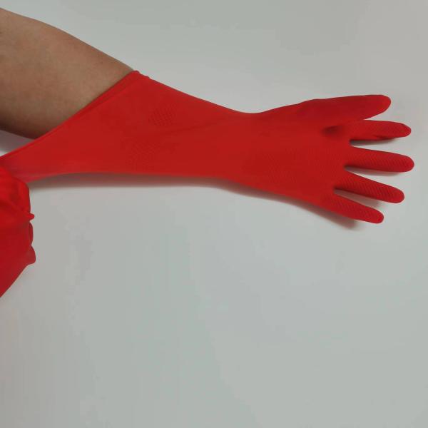 Alkali Resistance Red Latex Gloves Thickening 30-32CM Industrial Latex Glove