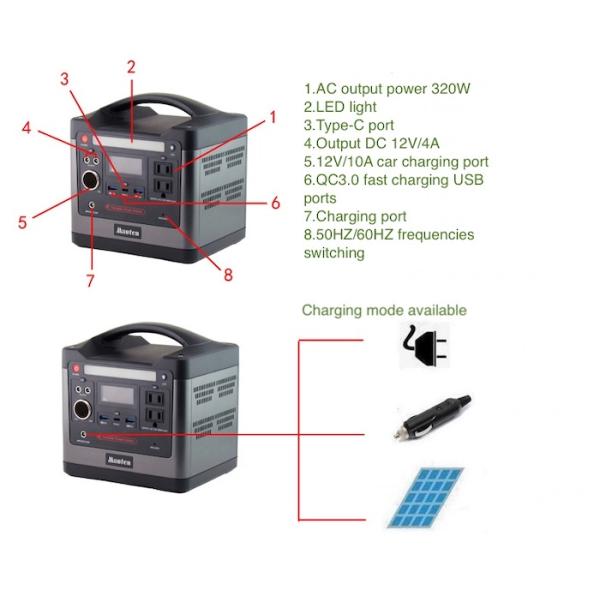 электростанция кемпинга 320В 188кс160кс170ММ портативная для аварийного накопления энергии