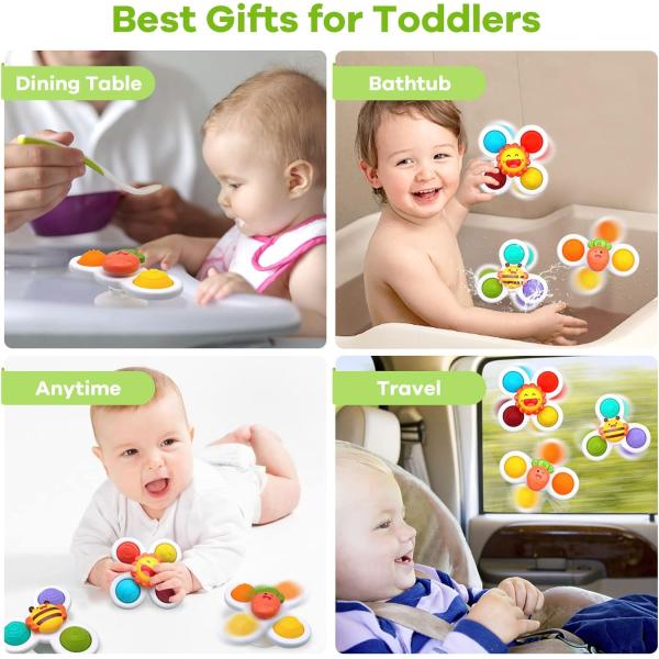 1 2 3 Year Olds Suction Cup Spinner Baby Learning Sensory Toy for Toddlers Unisex Gift Idea