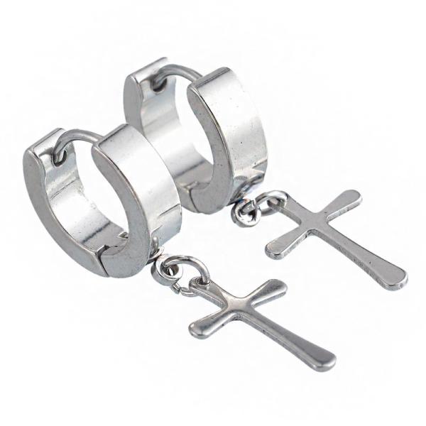 Circle Round cross earrings for men Stainless Steel Pendant Stud Earrings Punk Rock Style Male Men Earrings Jewelry