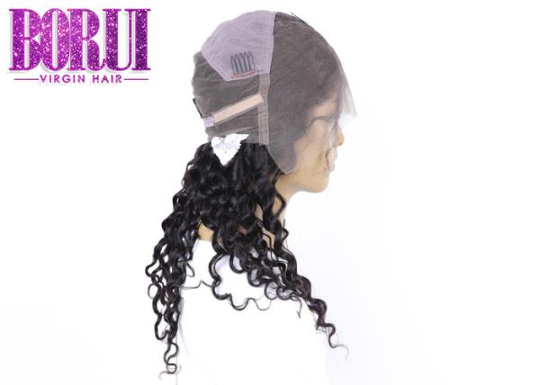Perucas completas tingidas do laço da onda profunda brasileira do cabelo humano com o cabelo do bebê descorado
