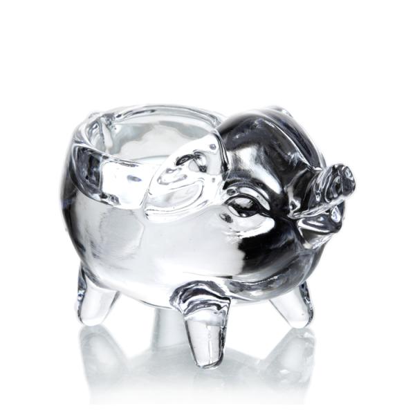 Simple Design Eco-Friendly Glass Transparent Animal Shape Pig Candle Holder for Home Decoration