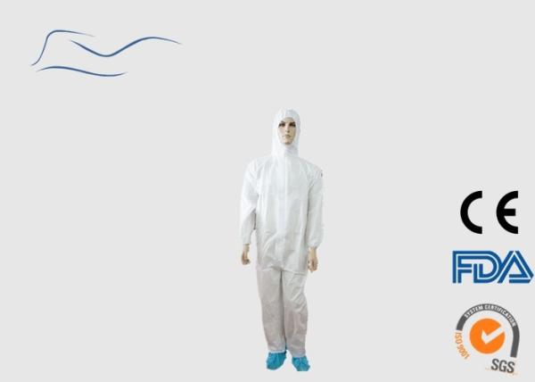 Breathable Disposable PPE Coveralls Front Zipper Closure Style 175 * 135CM